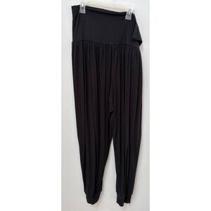 ATHLETA Studio Jogger Harem Pants Black L Large Soft Foldover Yoga Lounge